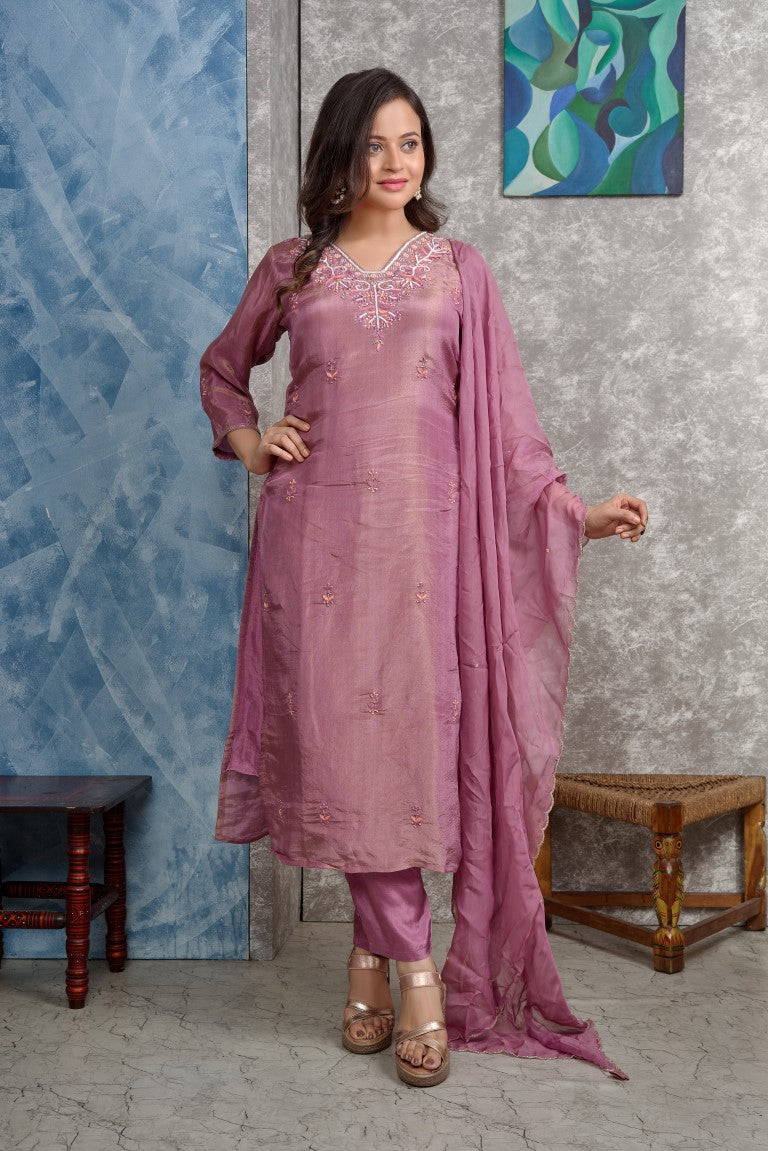 PF8145 Onion Kurtis Ethnic Clothing Festive Collection Hand Embroidery Kurta Sets Silk