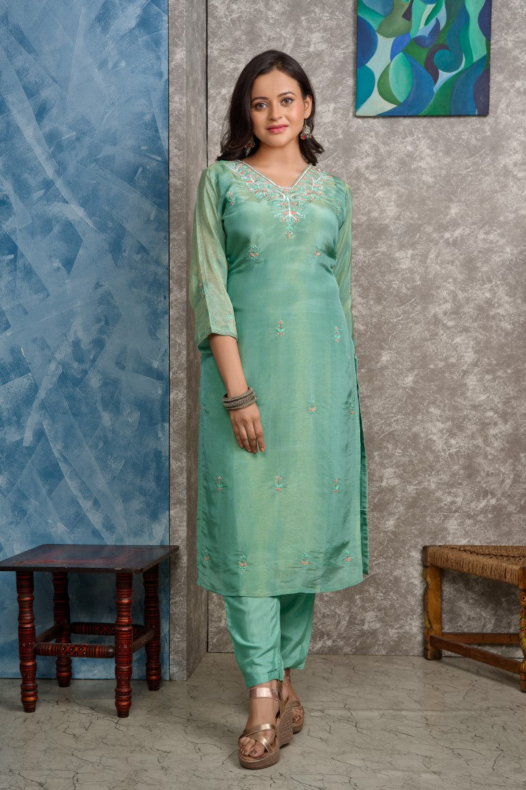 PF8145 Kurtis Ethnic Clothing Festive Collection Hand Embroidery Kurta Sets Silk