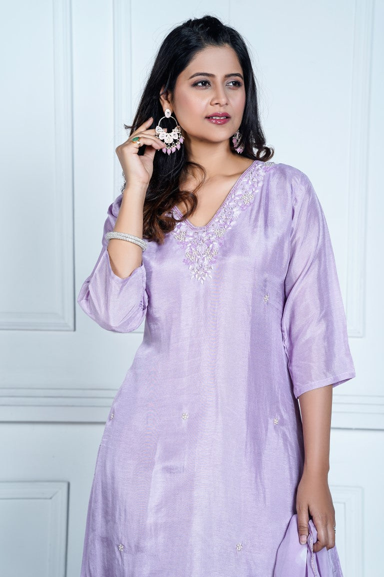 PF8154 - , Kurtis , Ethnic Clothing Hand Embroidery Kurta Sets Silk