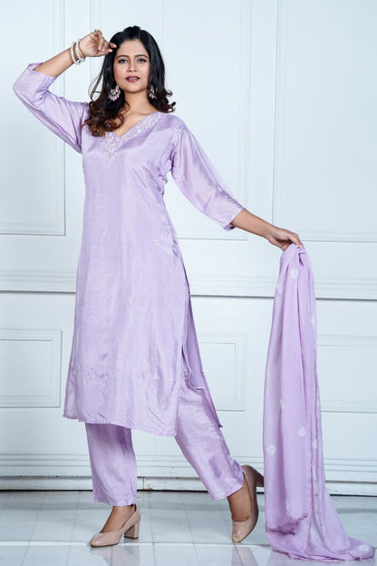 PF8154 - , Kurtis , Ethnic Clothing Hand Embroidery Kurta Sets Silk