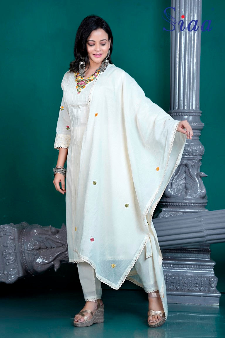 PF8176 Kurtis Cotton Ethnic Clothing Hand Embroidery