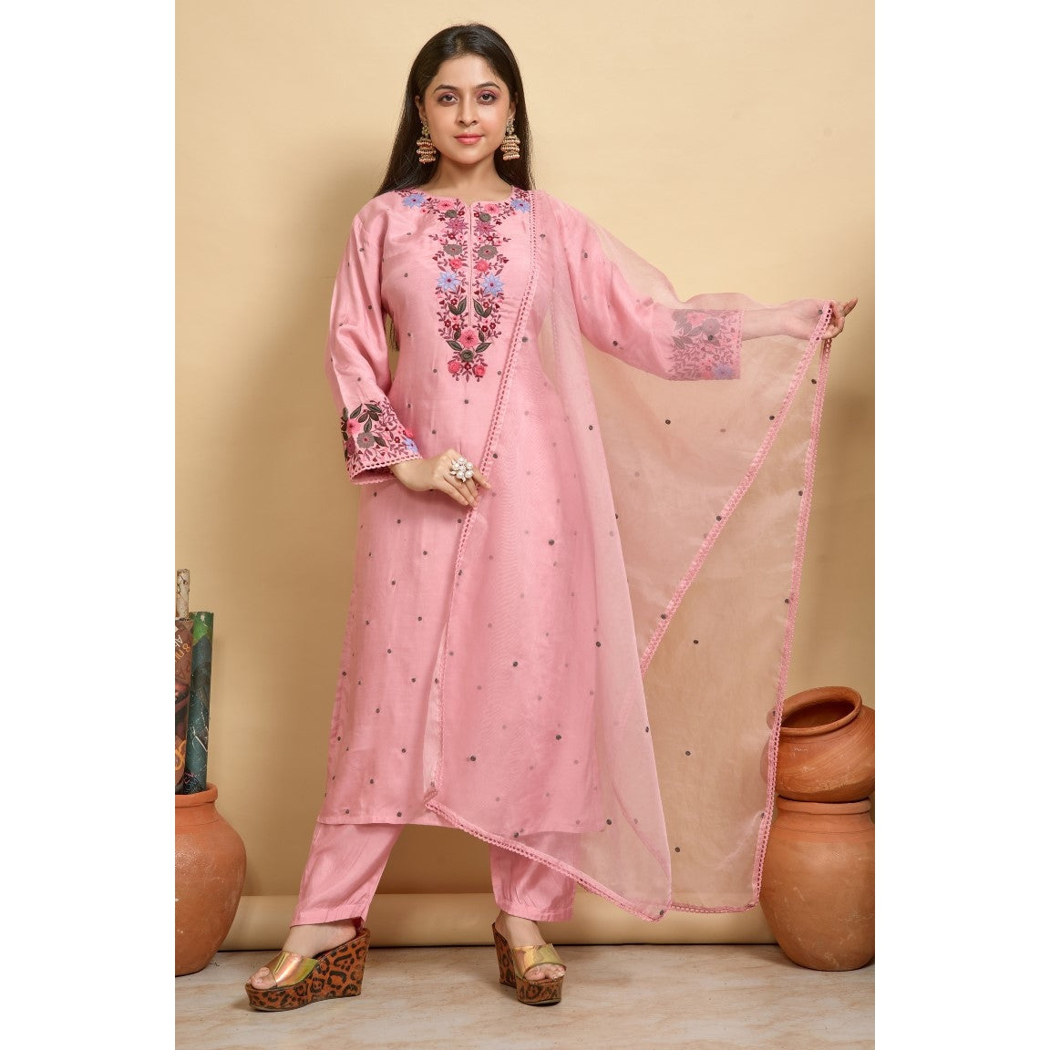 PF8196 Kurtis Ethnic Clothing Festive Collection Hand Embroidery Kurta Sets Silk