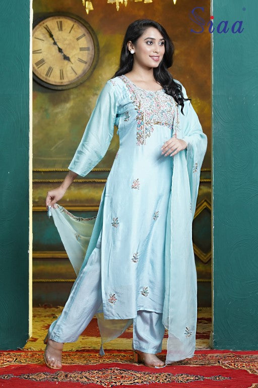 PF8197 Kurtis Ethnic Clothing Festive Collection Hand Embroidery Kurta Sets Silk