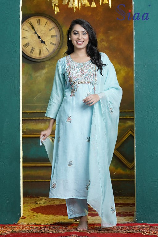 PF8197 - , Kurtis , Ethnic Clothing Festive Collection Hand Embroidery Kurta Sets Silk