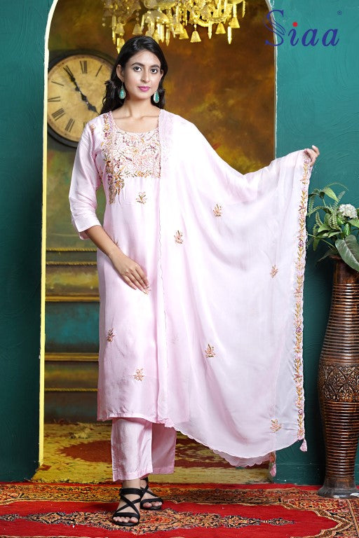 PF8197 - , Kurtis , Ethnic Clothing Festive Collection Hand Embroidery Kurta Sets Silk