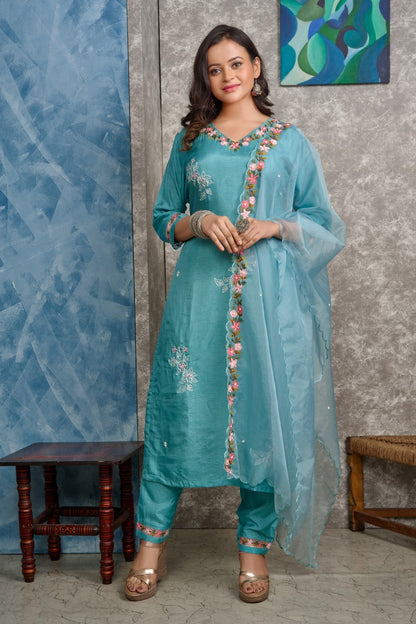 PF8223 Kurtis Ethnic Clothing Festive Collection Hand Embroidery Kurta Sets Silk