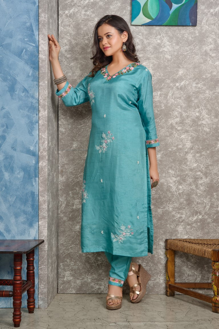 PF8223 Firoza Kurtis Ethnic Clothing Festive Collection Hand Embroidery Kurta Sets Silk