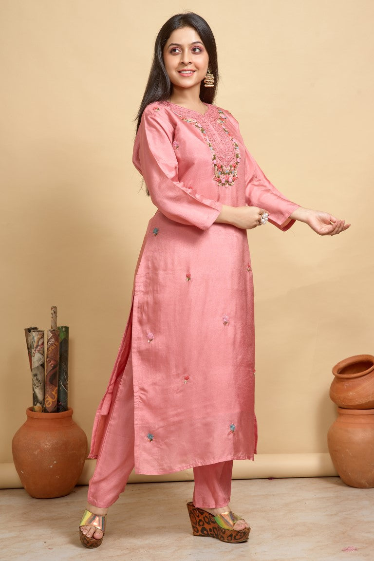 PF8224 - , Kurtis , Ethnic Clothing Festive Collection Hand Embroidery Kurta Sets Silk