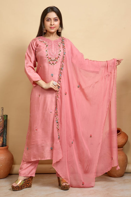 PF8224 Kurtis Ethnic Clothing Festive Collection Hand Embroidery Kurta Sets Silk