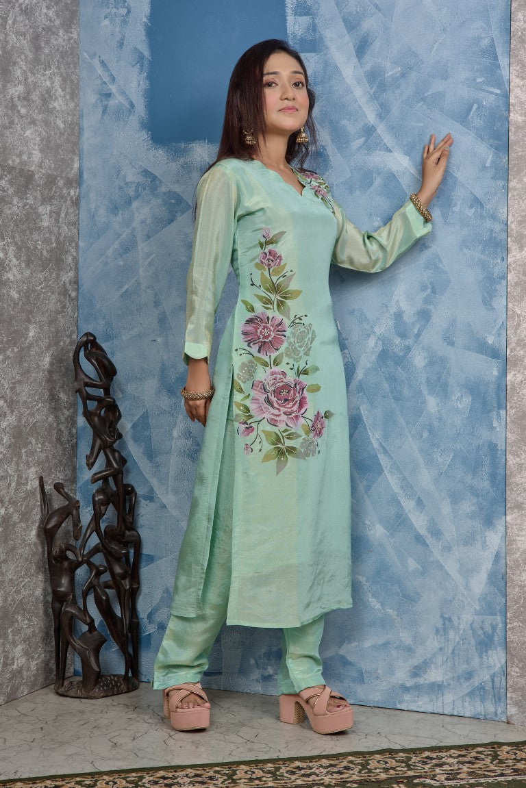 PF8225 - , Kurtis , Ethnic Clothing Festive Collection Hand Embroidery Kurta Sets Silk