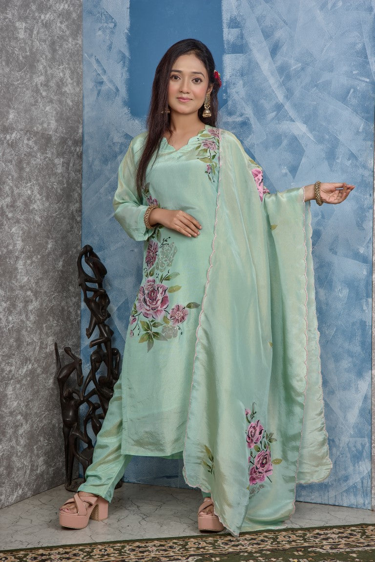 PF8225 - , Kurtis , Ethnic Clothing Festive Collection Hand Embroidery Kurta Sets Silk