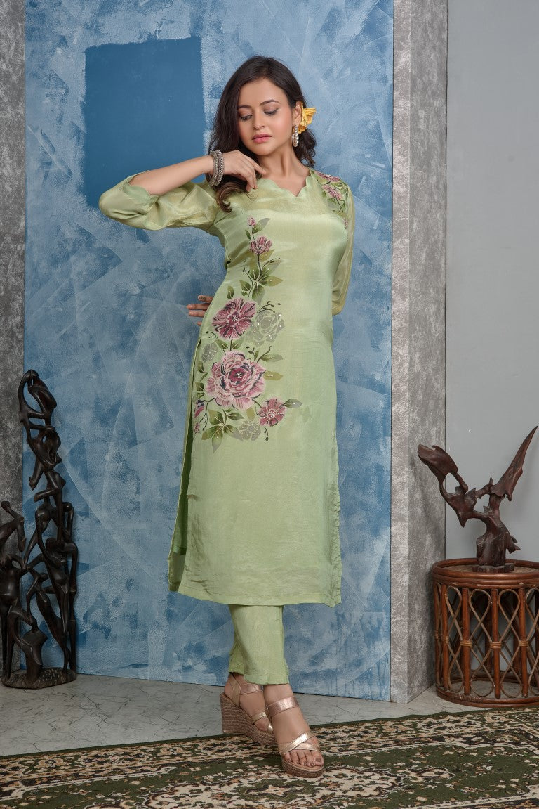 PF8225 Kurtis Ethnic Clothing Festive Collection Hand Embroidery Kurta Sets Silk