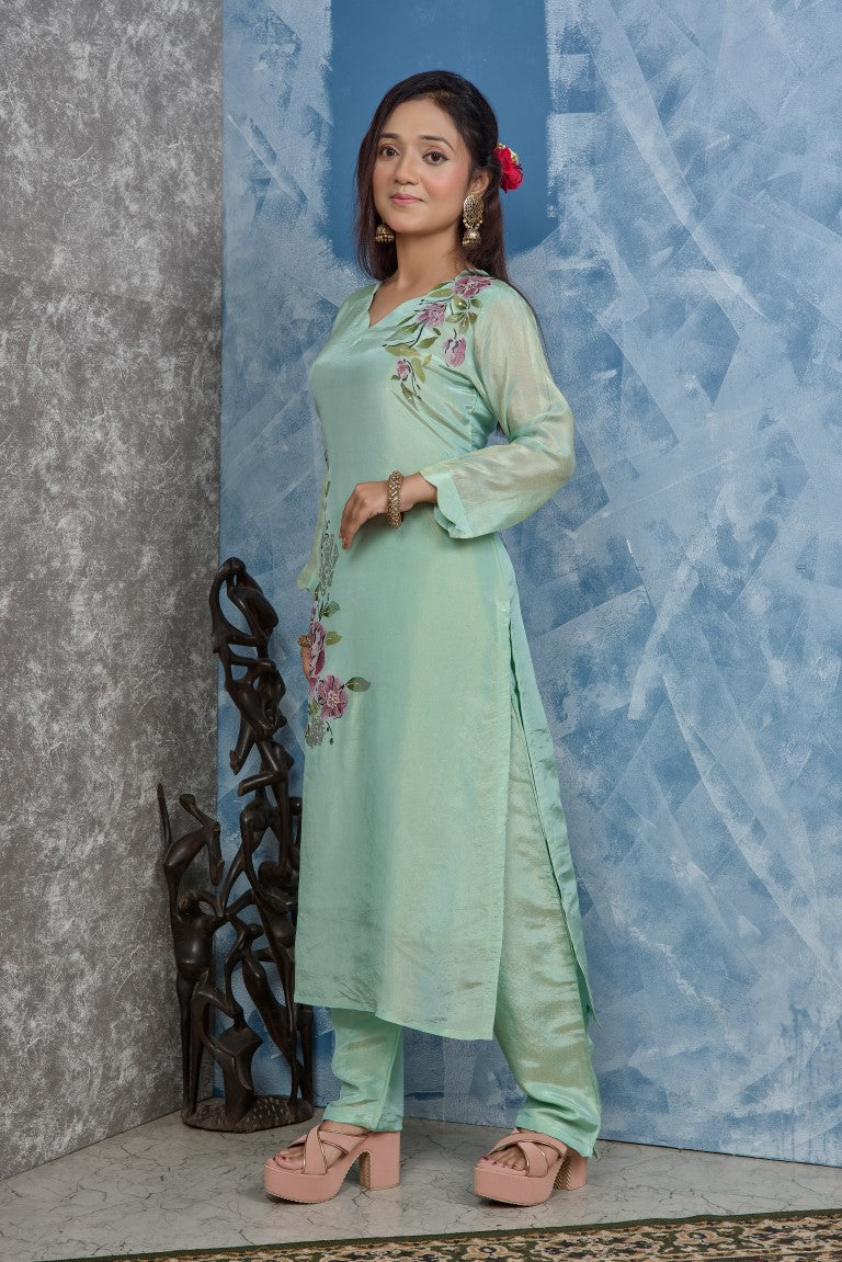 PF8225 - , Kurtis , Ethnic Clothing Festive Collection Hand Embroidery Kurta Sets Silk