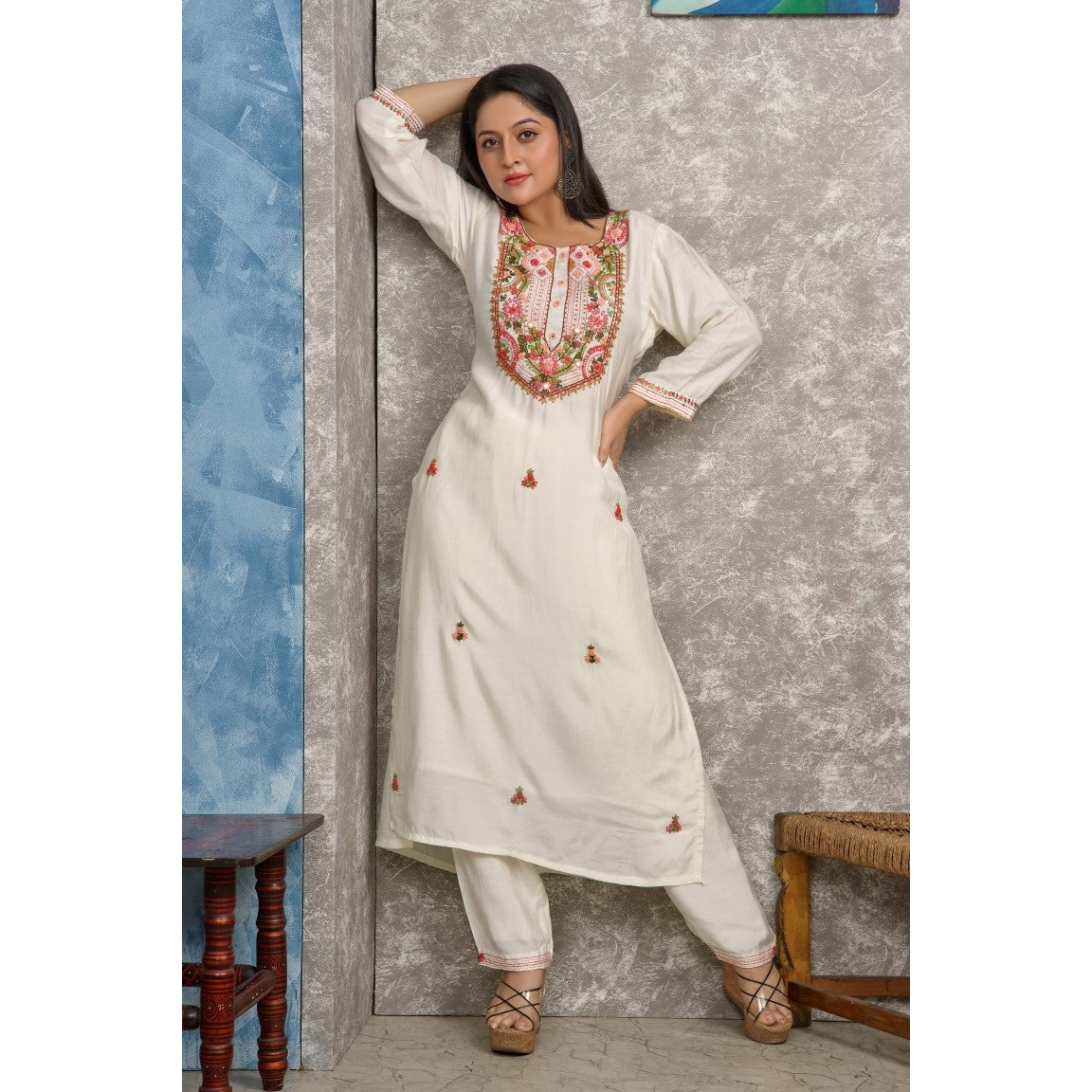 PF8227 Kurtis Ethnic Clothing Festive Collection Hand Embroidery Kurta Sets Silk