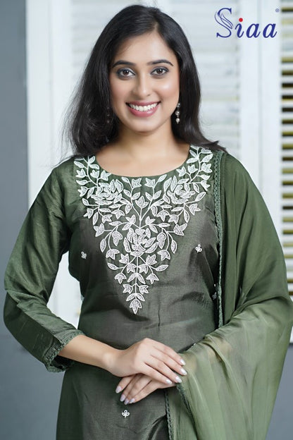 PF8243 Kurtis Ethnic Clothing Hand Embroidery Kurta Sets Silk