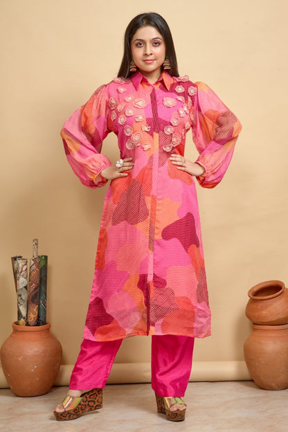 PF8249 Kurtis Ethnic Clothing Hand Embroidery Kurta Sets Silk