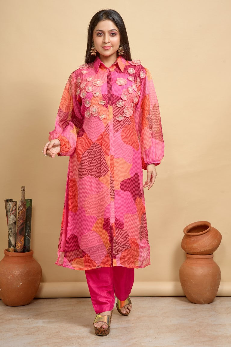 PF8249 Kurtis Ethnic Clothing Hand Embroidery Kurta Sets Silk