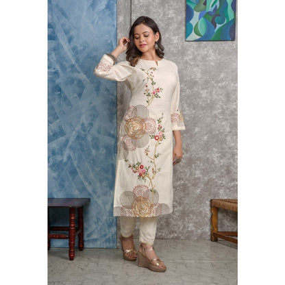 PF8251 - Off White 38 , Kurtis , Ethnic Clothing Kurta Sets Printed Silk