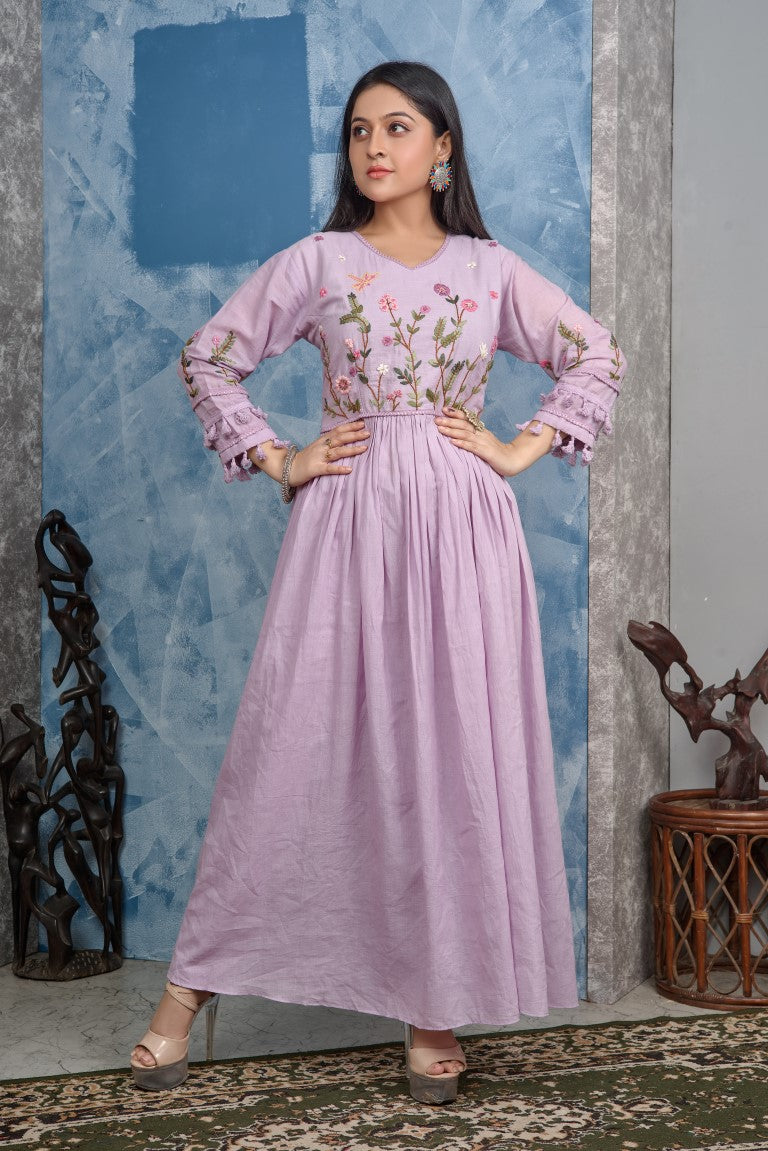 PF8254 - , Kurtis , Anarkali Cotton Ethnic Clothing Hand Embroidery Printed