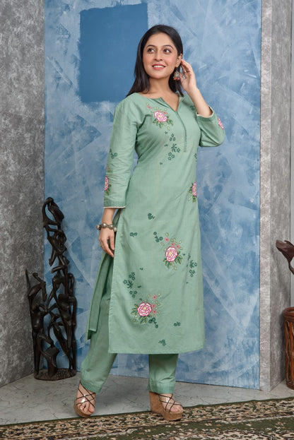 PF8272 Kurtis Ethnic Clothing Hand Embroidery Kurta Sets Silk