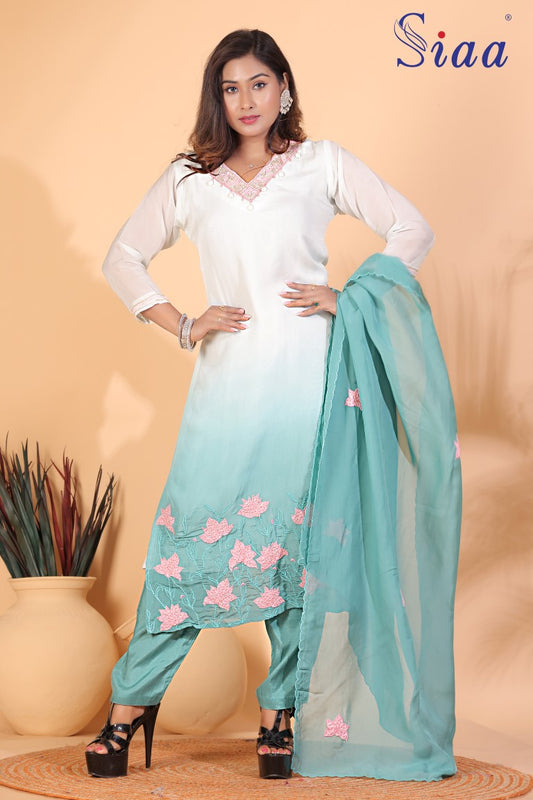 PF8273 Kurtis Casual Wear Ethnic Clothing Hand Embroidery Silk