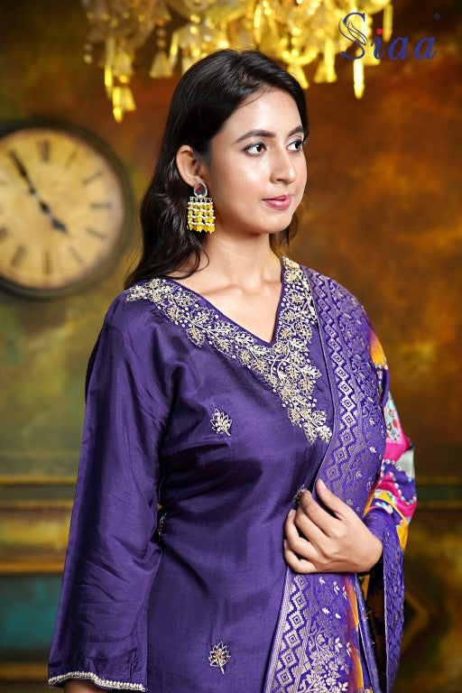 PF8276A - , Kurtis , Ethnic Clothing Hand Embroidery Kurta Sets Silk