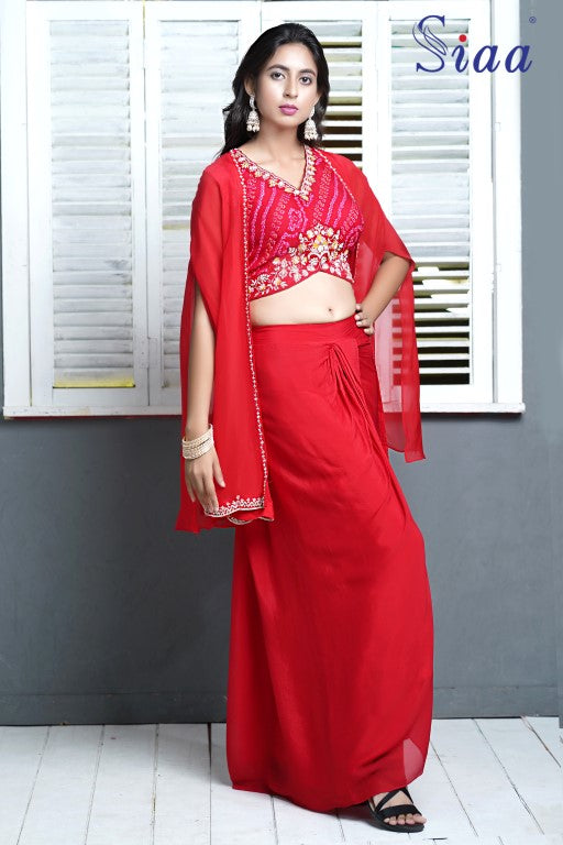 PF8280 - , Kurtis , Cocktail Collection Contemporary Clothing Cord Sets Hand Embroidery Indo-Western Silk Skirts sets