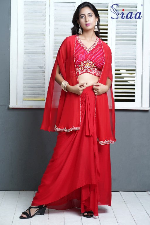 PF8280 Kurtis Cocktail Collection Contemporary Clothing Cord Sets Hand Embroidery Indo-Western Silk Skirts sets