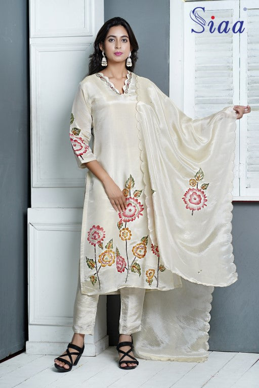 PF8283 Kurtis Ethnic Clothing Hand Embroidery Kurta Sets Printed Silk