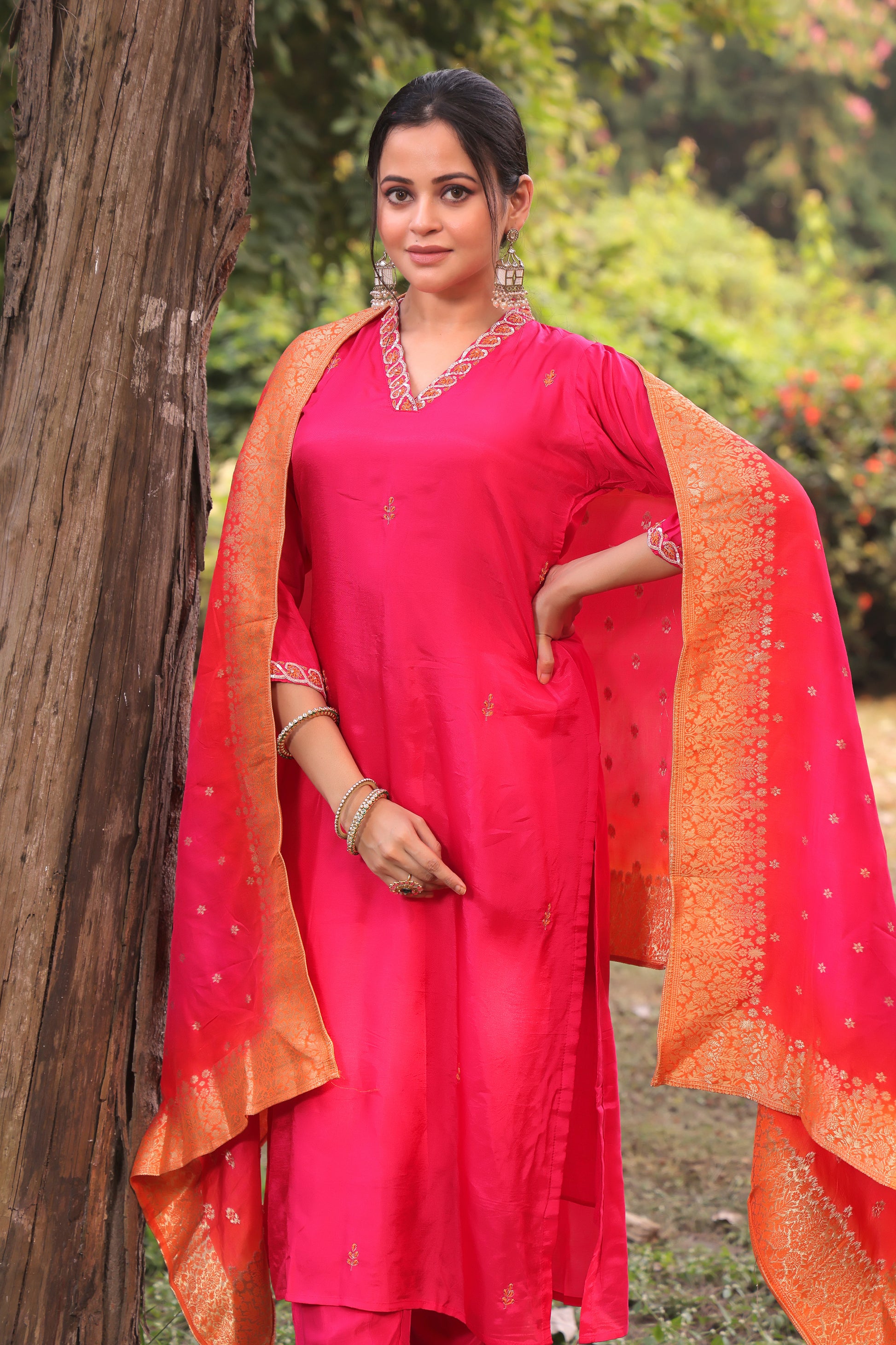 PF8299B - rani , Kurta , Ethnic Clothing Festive Collection fresh Release Hand Embroidery Kurta Sets Silk Trending Collection