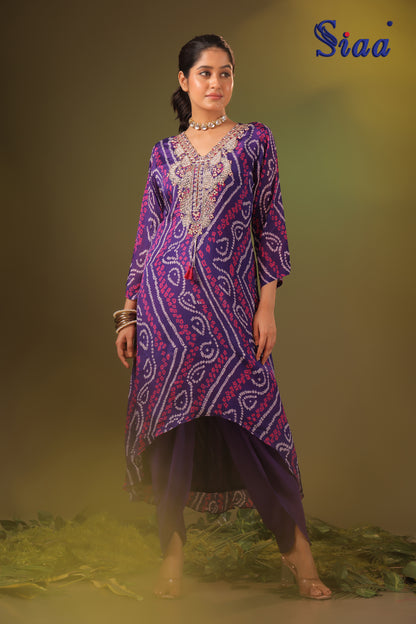 PF8381 - , , Bandhej Ethnic Clothing Festive Collection Hand Embroidery Kurta Sets Silk