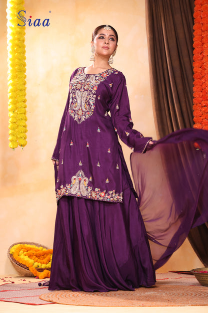 PF8446A - , Kurta , Ethnic Clothing Festive Collection Hand Embroidery Shararas Silk Trending Collection