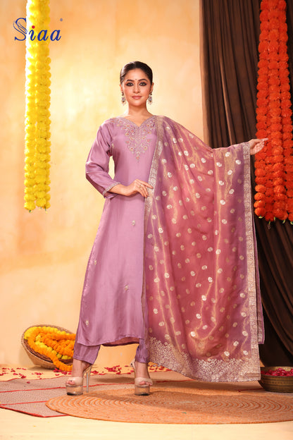 PF8524 mauve Banarasi Casual Wear Ethnic Clothing Festive Collection Kurta Sets Printed Silk