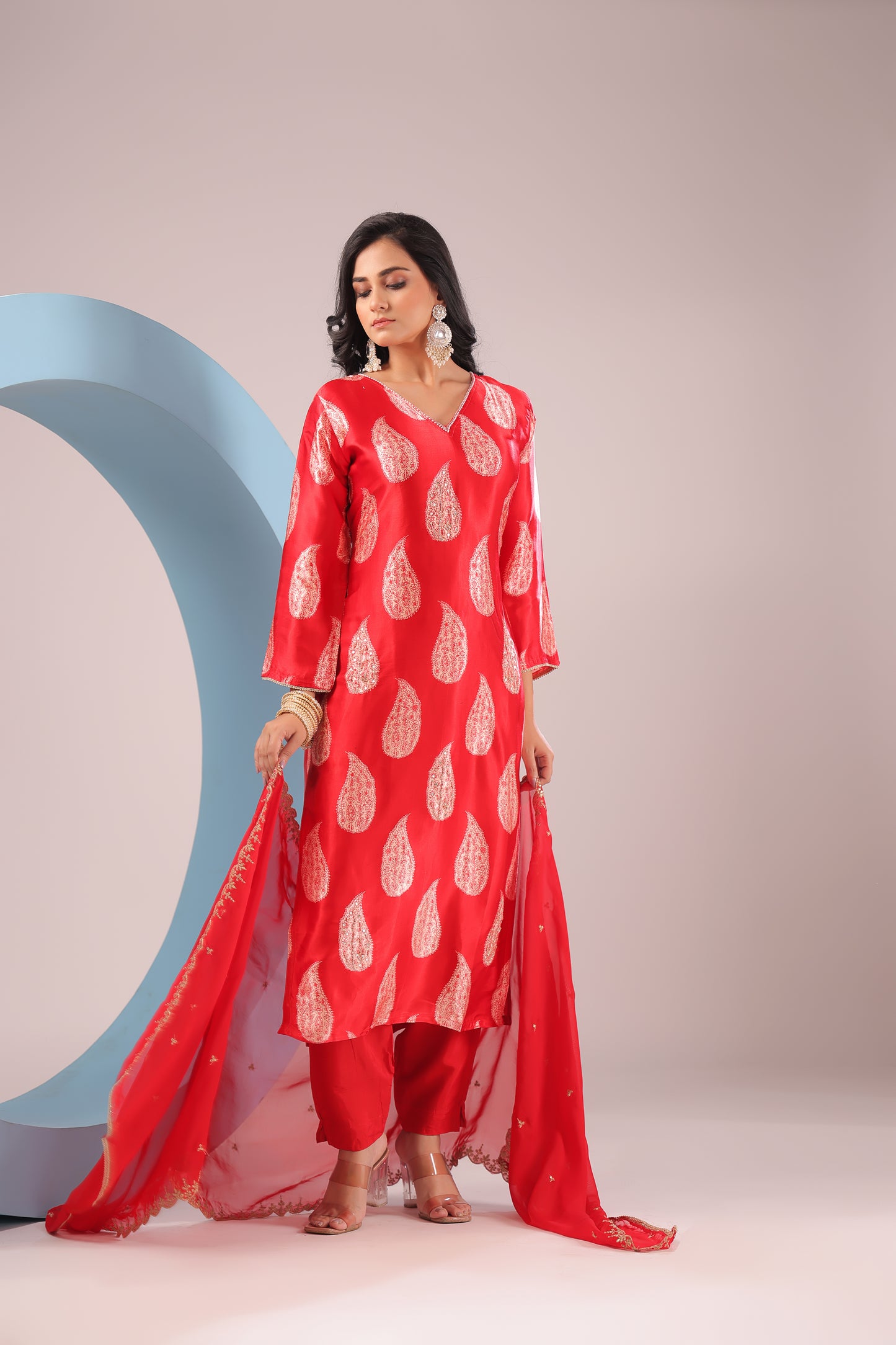 PF8542 Ethnic Clothing Festive Collection fresh Release Hand Embroidery Kurta Sets Organza Printed Silk