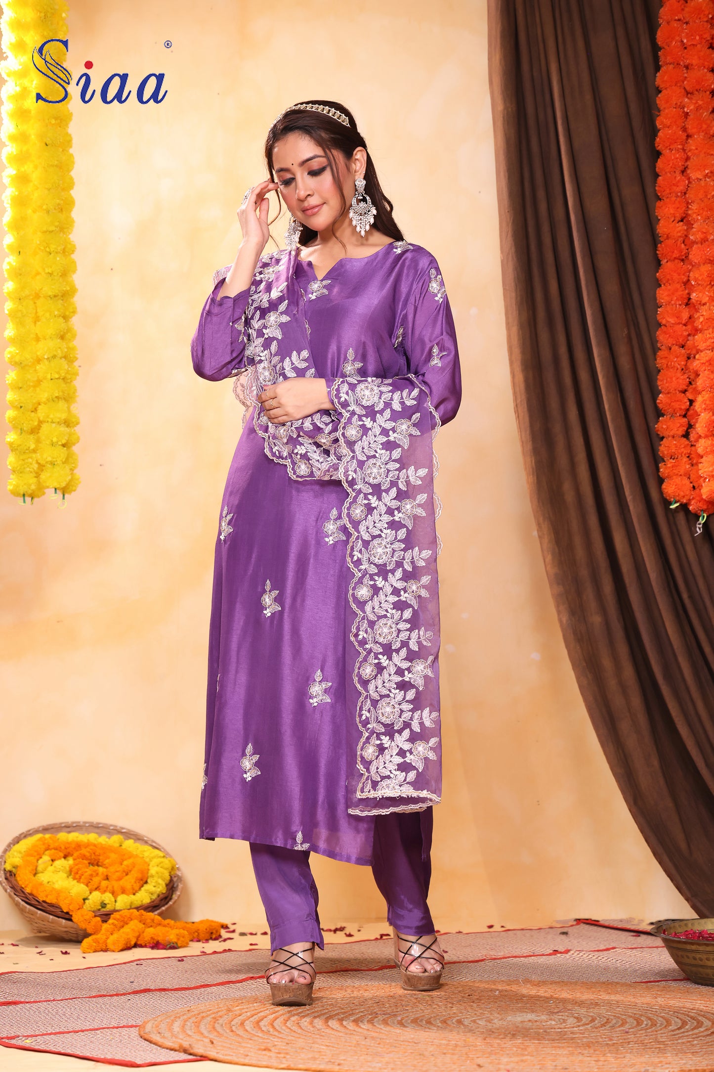 PF8546 - , , Ethnic Clothing Festive Collection Hand Embroidery Kurta Sets Silk