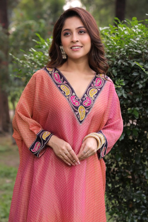 PF8692 - , , Contemporary Clothing Ethnic Clothing Festive Collection fresh Release Hand Embroidery Indo-Western KAFTAN Kurta Sets Silk Trending Collection