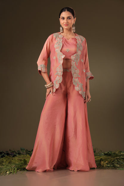 PF8747 - , , Brocade Cocktail Collection Contemporary Clothing Cord Sets Festive Collection fresh Release Hand Embroidery Indo-Western Silk Trending Collection