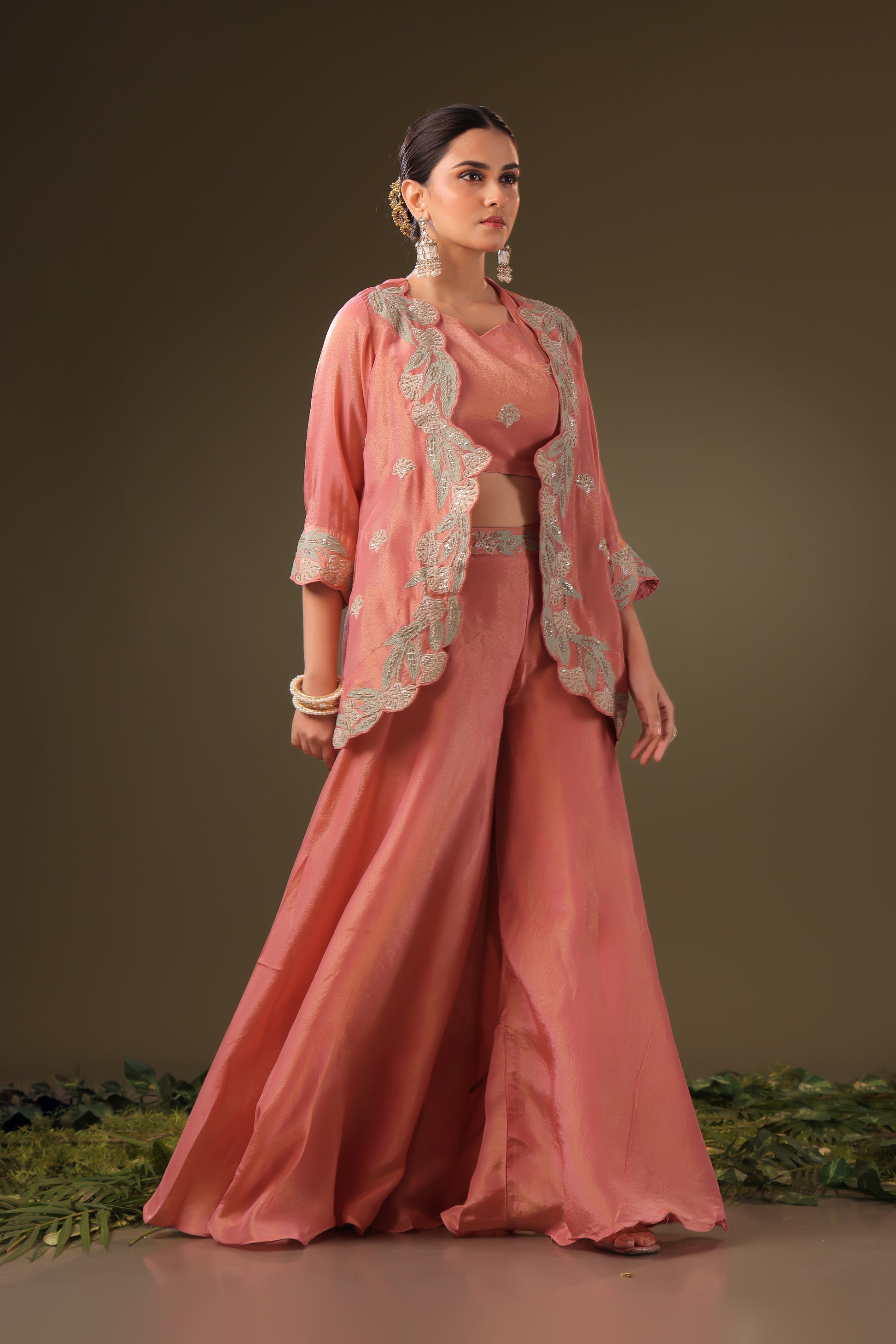 PF8747 - , , Brocade Cocktail Collection Contemporary Clothing Cord Sets Festive Collection fresh Release Hand Embroidery Indo-Western Silk Trending Collection