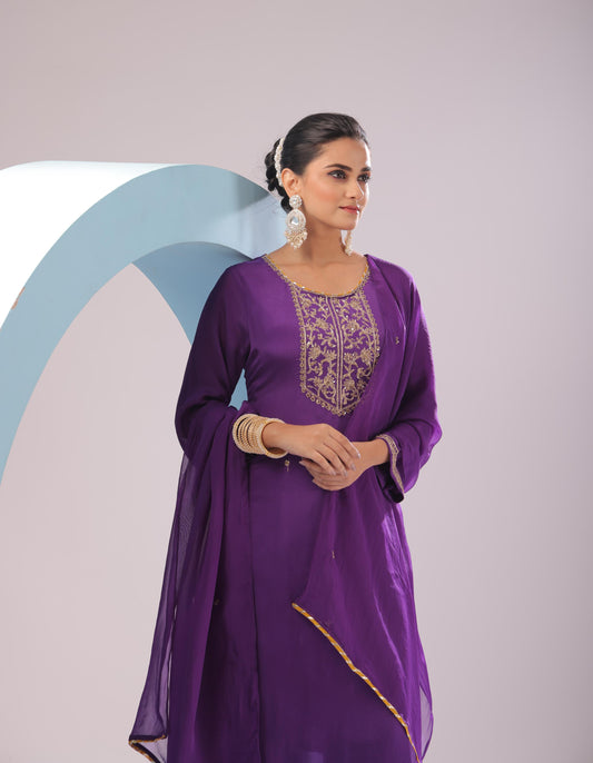 PF8751 Purple Anarkali Ethnic Clothing Festive Collection fresh Release Hand Embroidery Kurta Sets Organza Silk