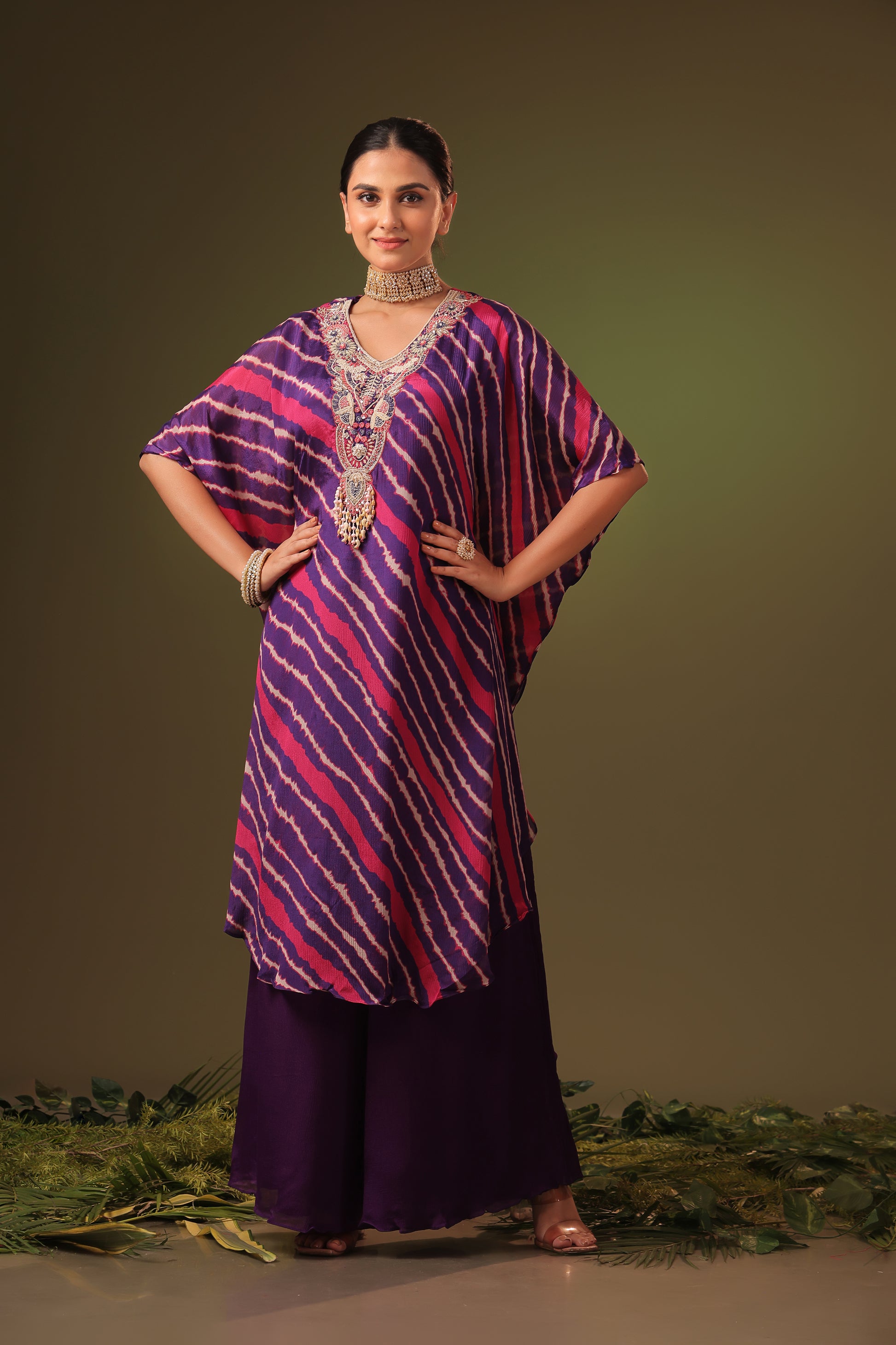 PF8785 - , , Bandhej Ethnic Clothing Festive Collection fresh Release Hand Embroidery Indo-Western KAFTAN Kurta Sets Printed Silk Trending Collection