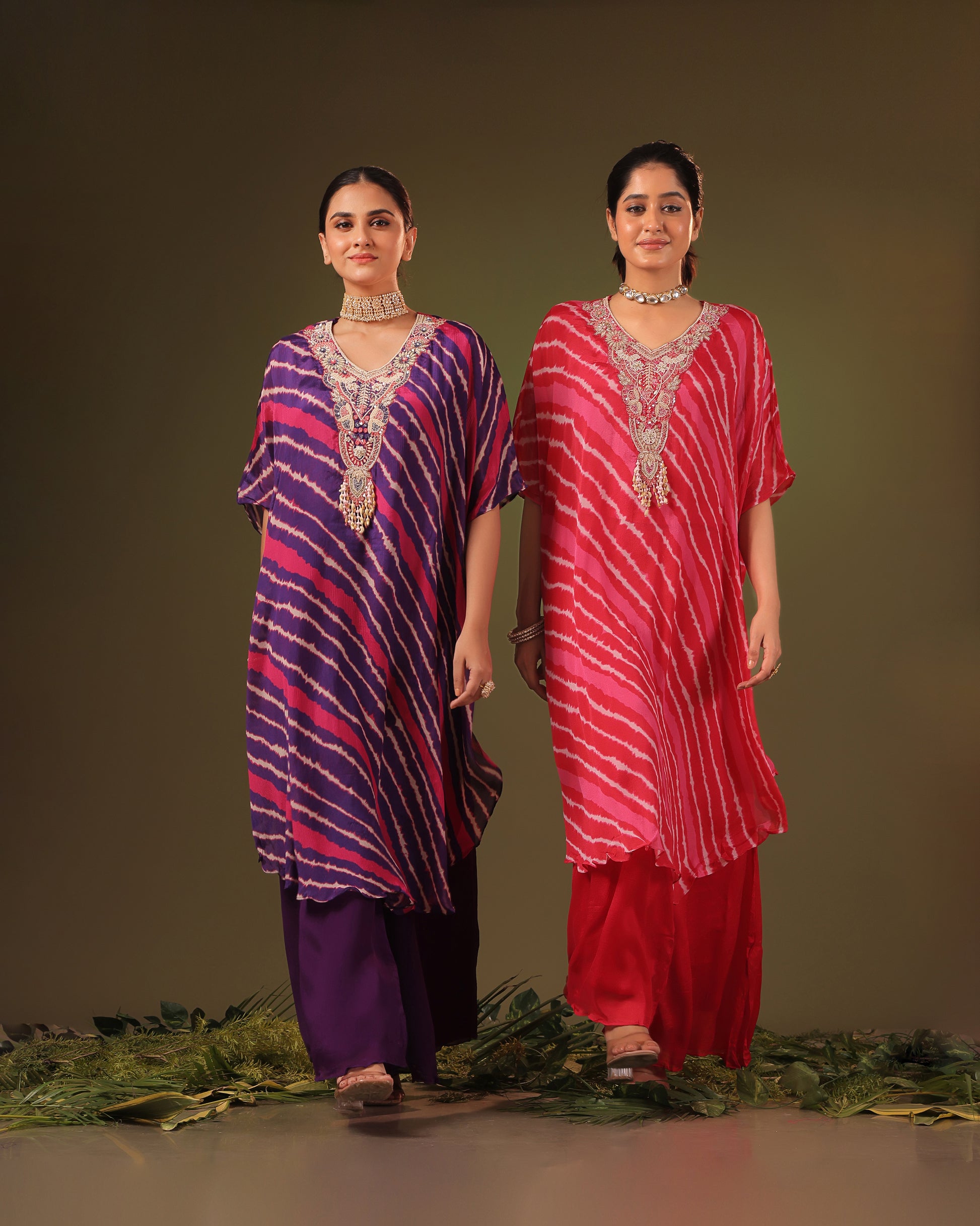 PF8785 - , , Bandhej Ethnic Clothing Festive Collection fresh Release Hand Embroidery Indo-Western KAFTAN Kurta Sets Printed Silk Trending Collection