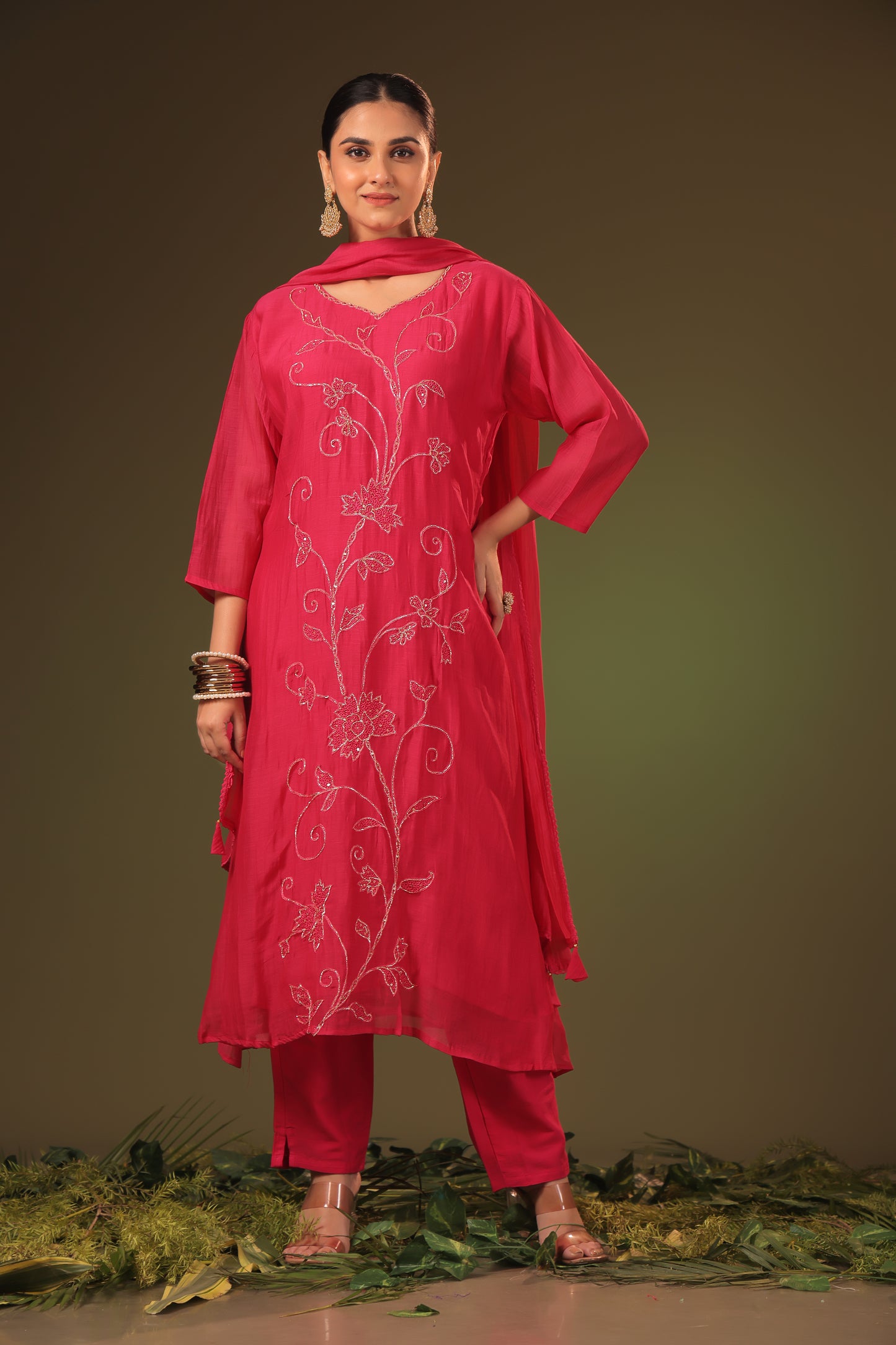 PF8839 - , , Ethnic Clothing Festive Collection fresh Release Hand Embroidery Kurta Sets Lucknowi Silk Trending Collection