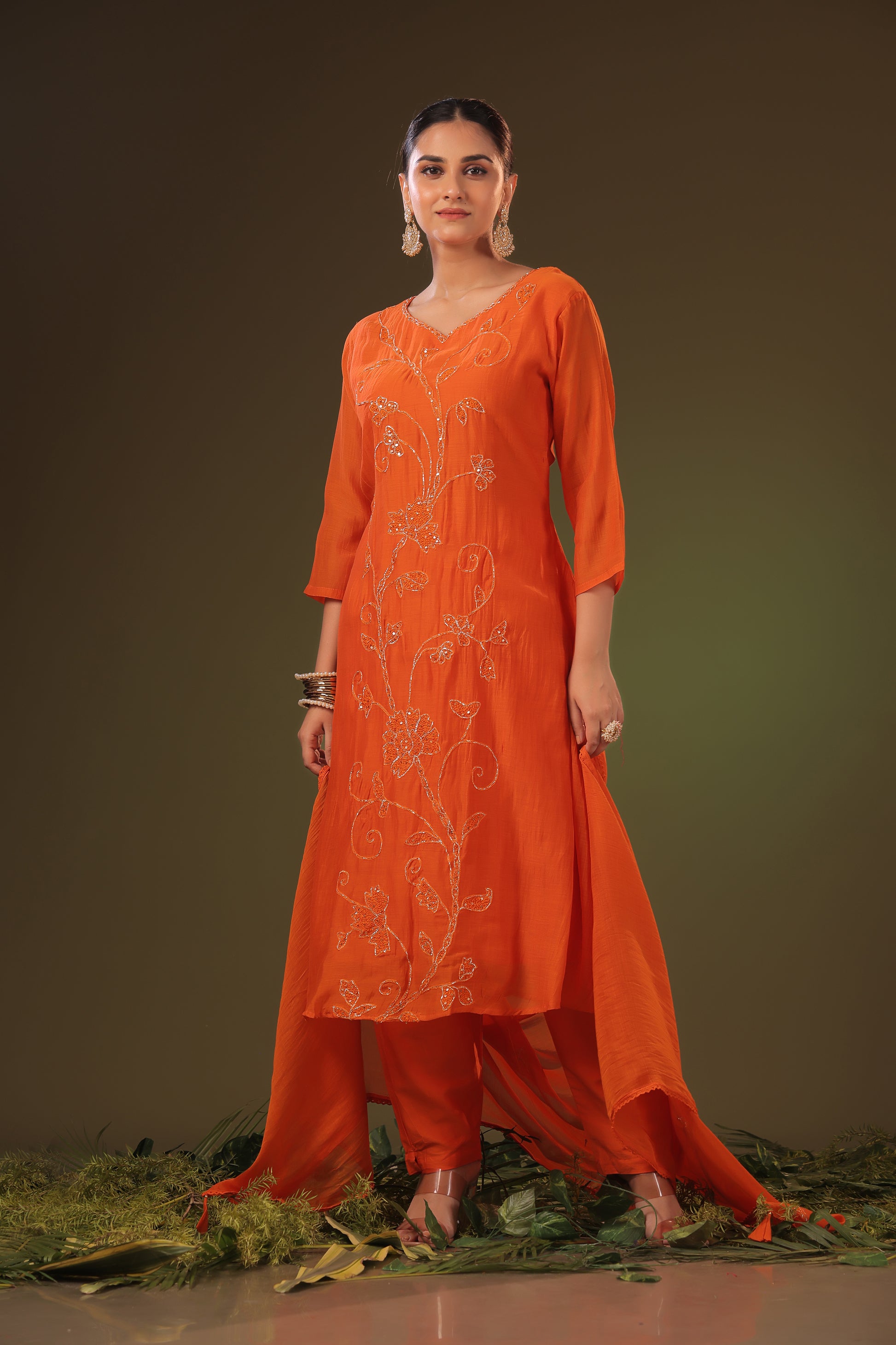 PF8839 - , , Ethnic Clothing Festive Collection fresh Release Hand Embroidery Kurta Sets Lucknowi Silk Trending Collection