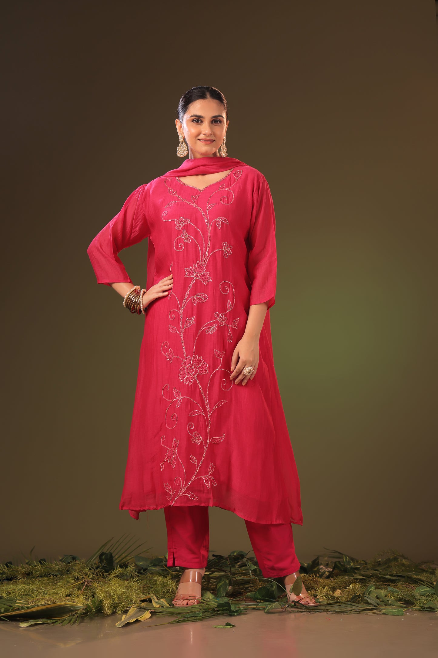 PF8839 - , , Ethnic Clothing Festive Collection fresh Release Hand Embroidery Kurta Sets Lucknowi Silk Trending Collection