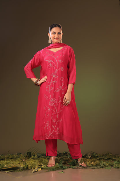 PF8839 - , , Ethnic Clothing Festive Collection fresh Release Hand Embroidery Kurta Sets Lucknowi Silk Trending Collection