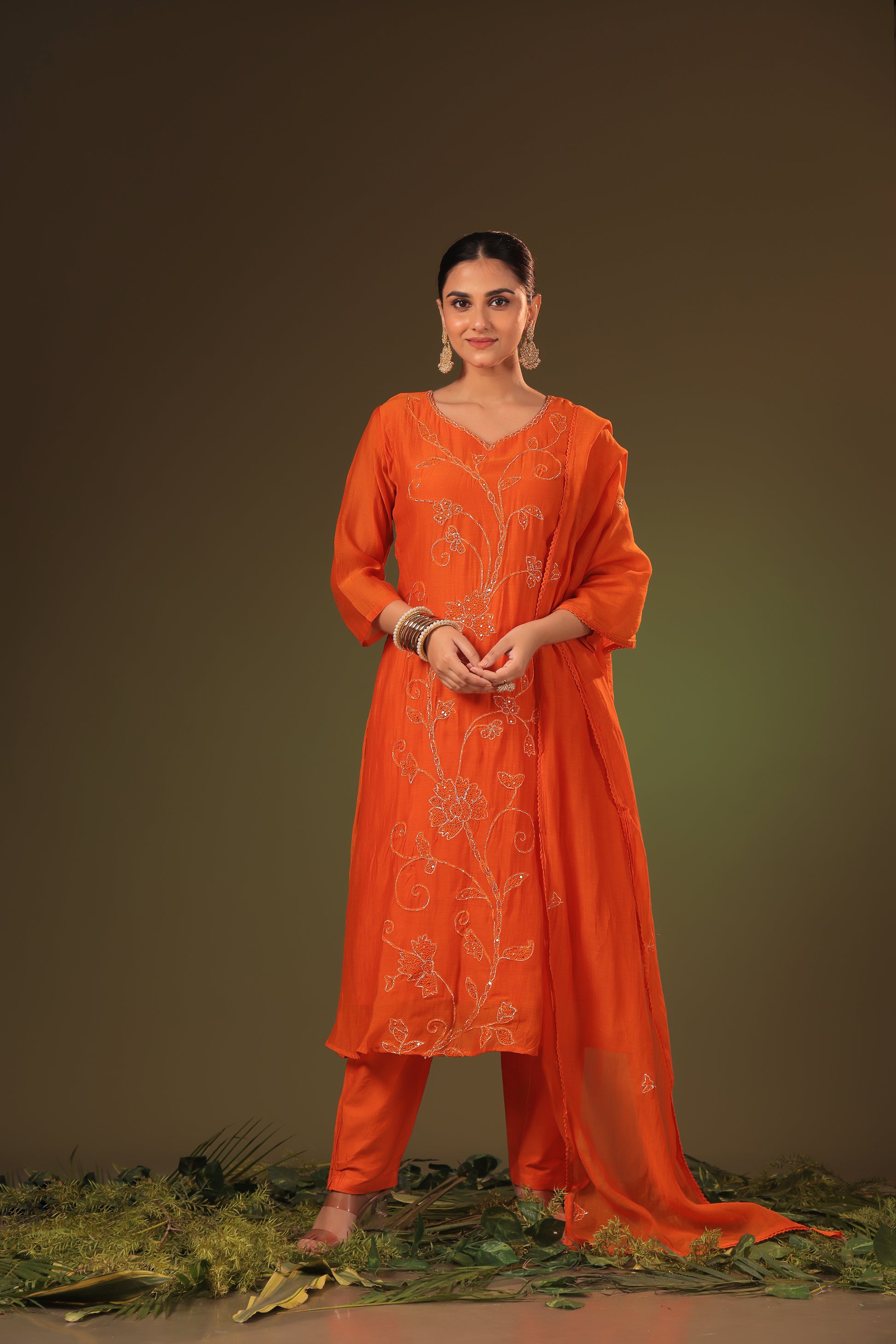 PF8839 - , , Ethnic Clothing Festive Collection fresh Release Hand Embroidery Kurta Sets Lucknowi Silk Trending Collection