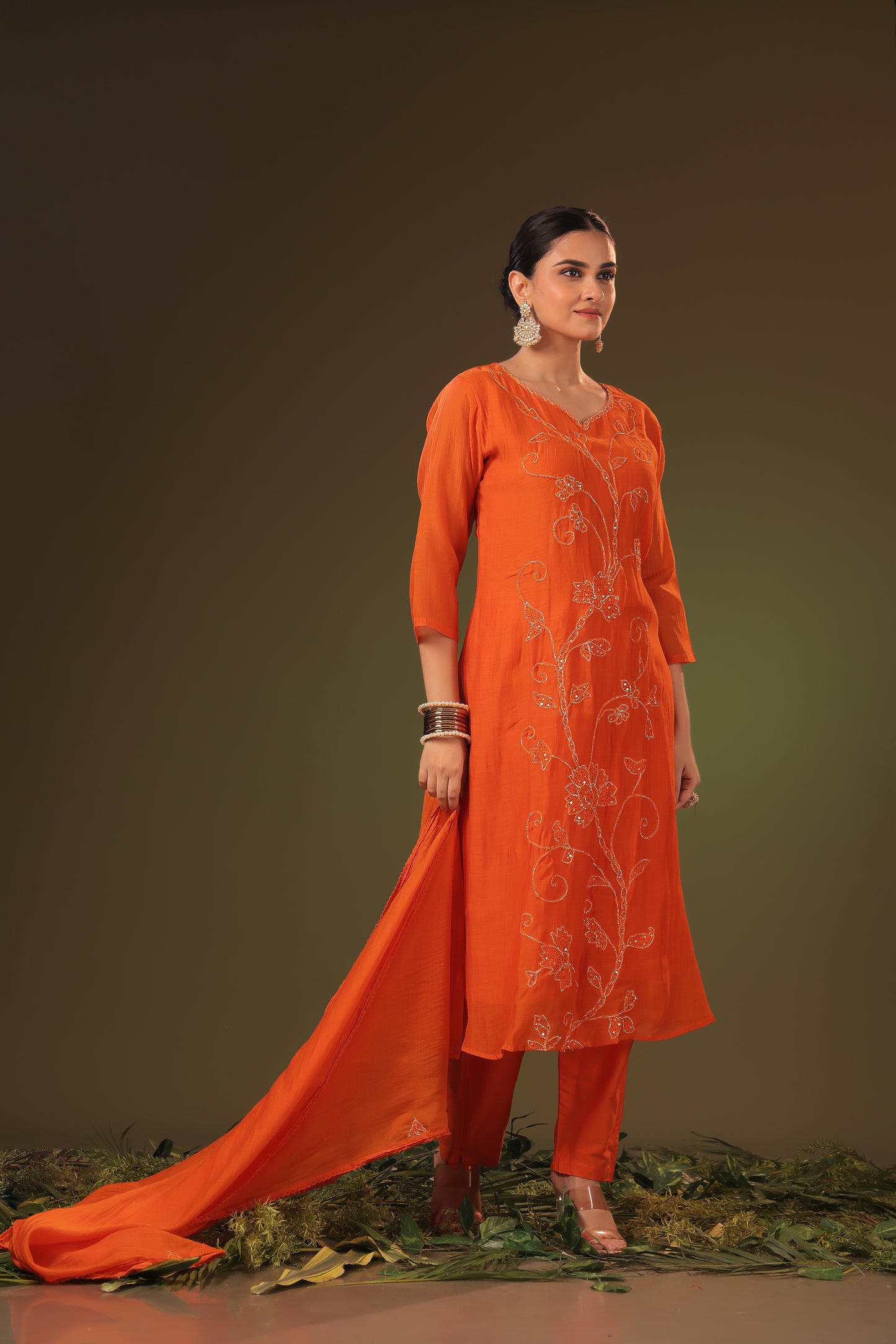 PF8839 - , , Ethnic Clothing Festive Collection fresh Release Hand Embroidery Kurta Sets Lucknowi Silk Trending Collection