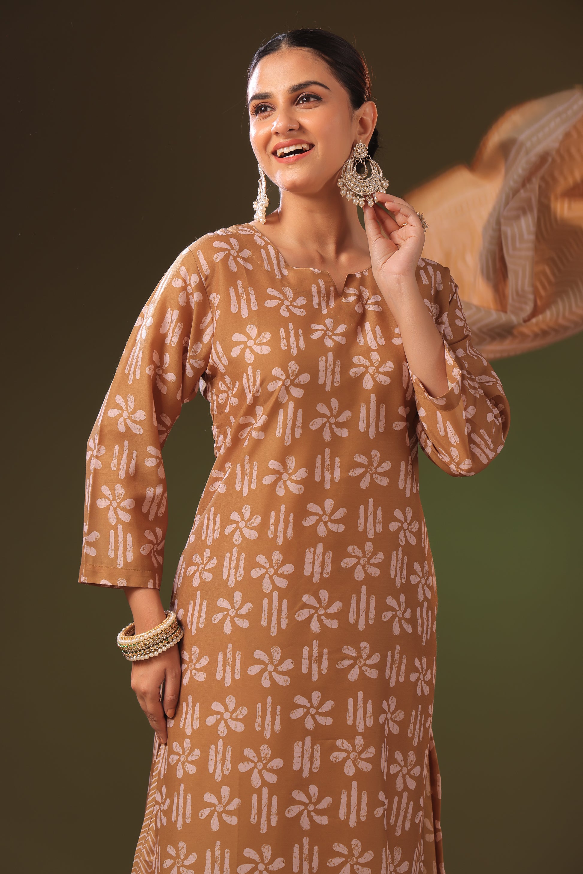 PF8851 - Brown , , Casual Wear Ethnic Clothing Festive Collection fresh Release Kurta Sets Printed Silk Trending Collection