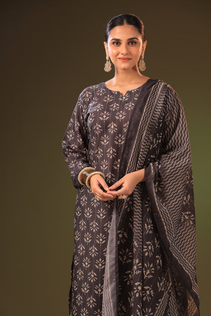 PF8851 - Charcoal , , Casual Wear Ethnic Clothing Festive Collection fresh Release Kurta Sets Printed Silk Trending Collection