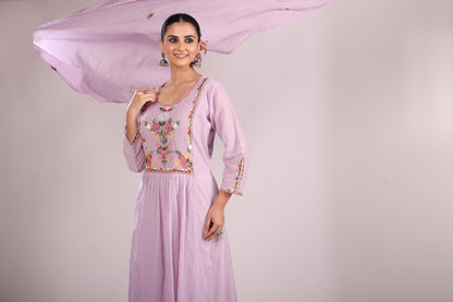Cotton A-Line Kurti – Hand Embroidery, Anarkali Style